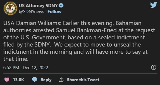 Arrested Sam Bankman Fried